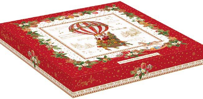 Piatto Torta Con Paletta  32 Cm In Porcellana Christmas Memories Easy Life