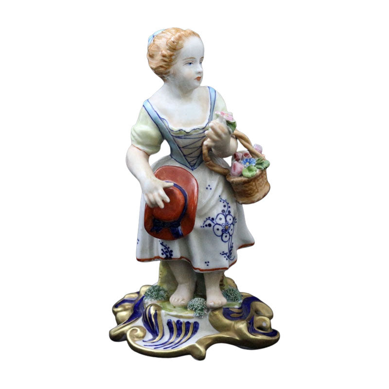 Statua fioraia con cappello 16,5cm Capodimonte