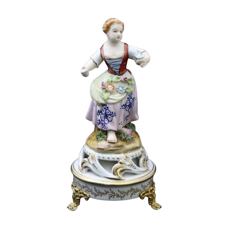 Statua pastorella su base in limoges 17,5cm Capodimonte
