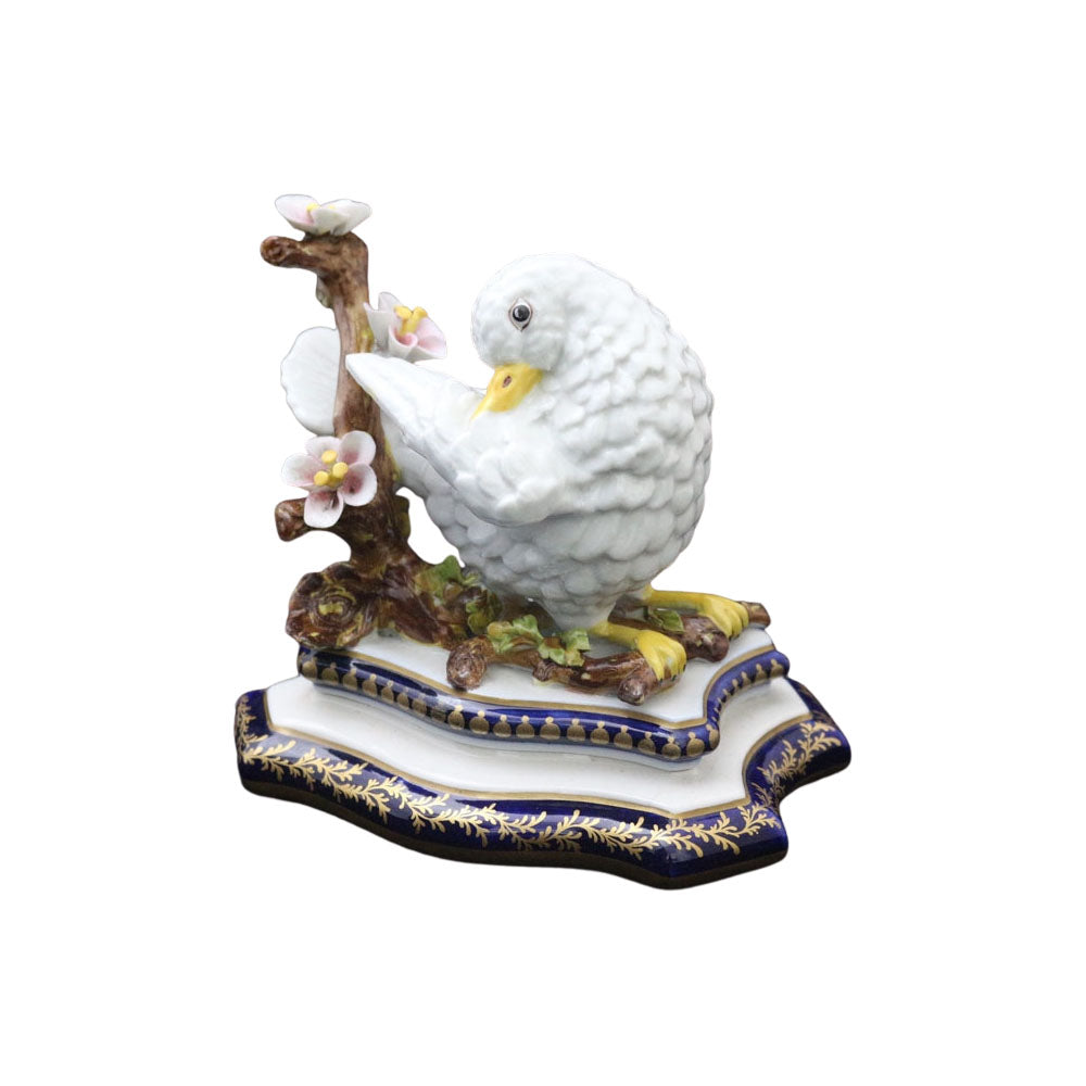 Statua  uccellino con bale in limoges13cm Capodimonte