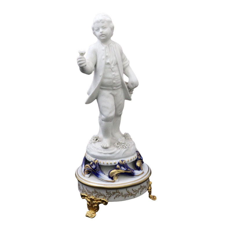Statua bianca con uccellino 20cm Capodimonte