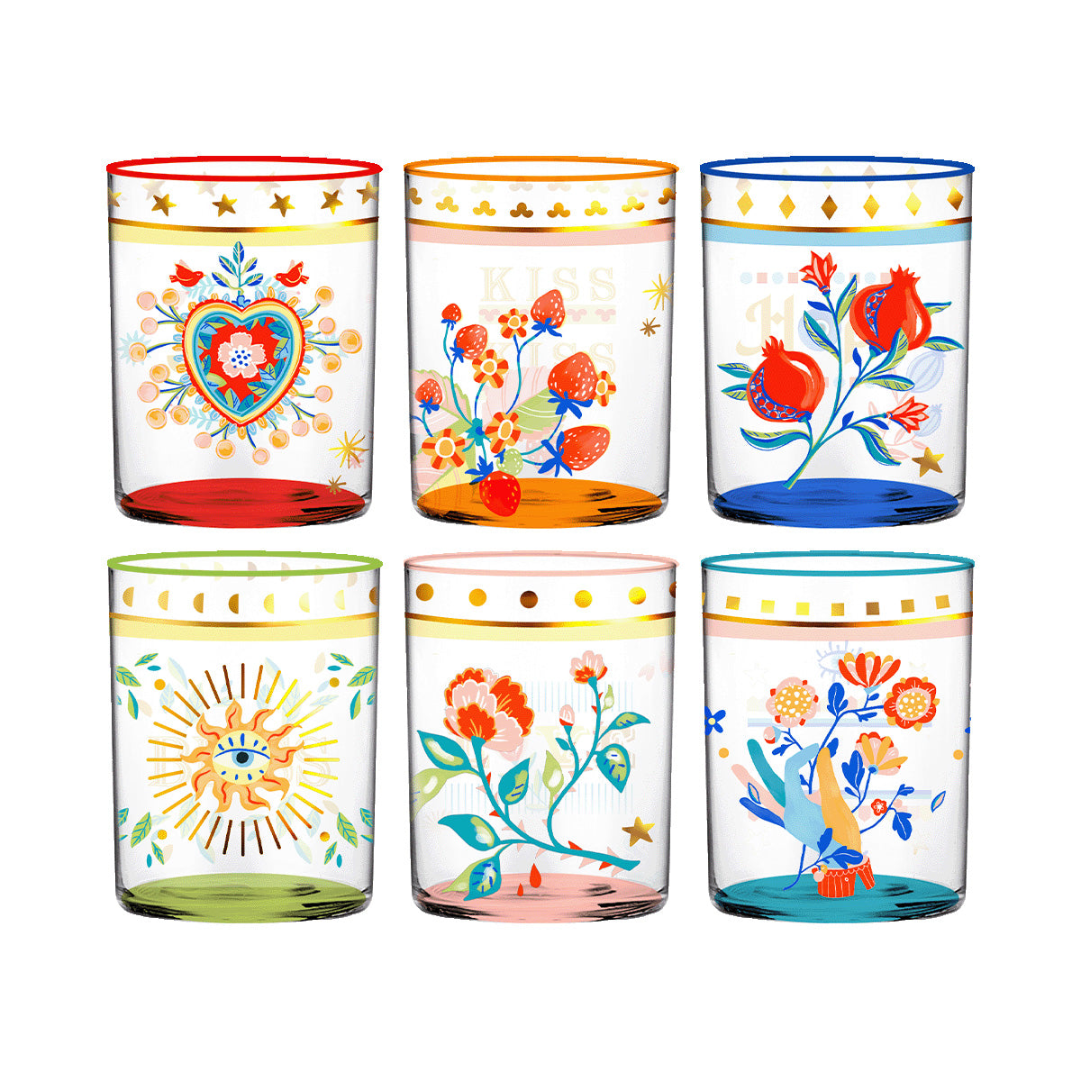 Set 6 bicchieri Mamma mia Baci Milano