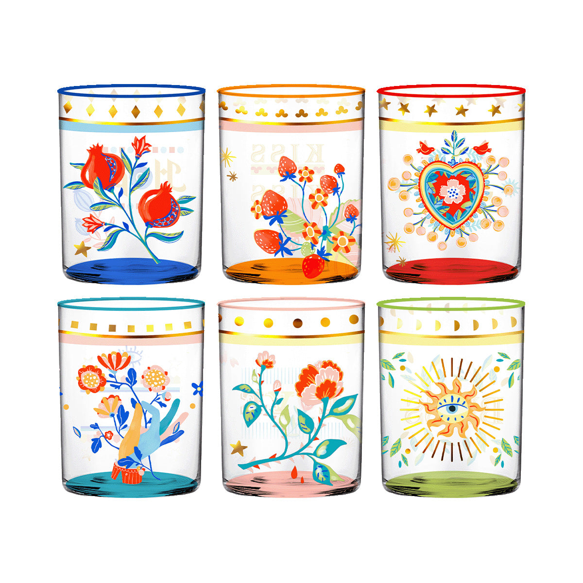 Set 6 bicchieri Mamma mia Baci Milano