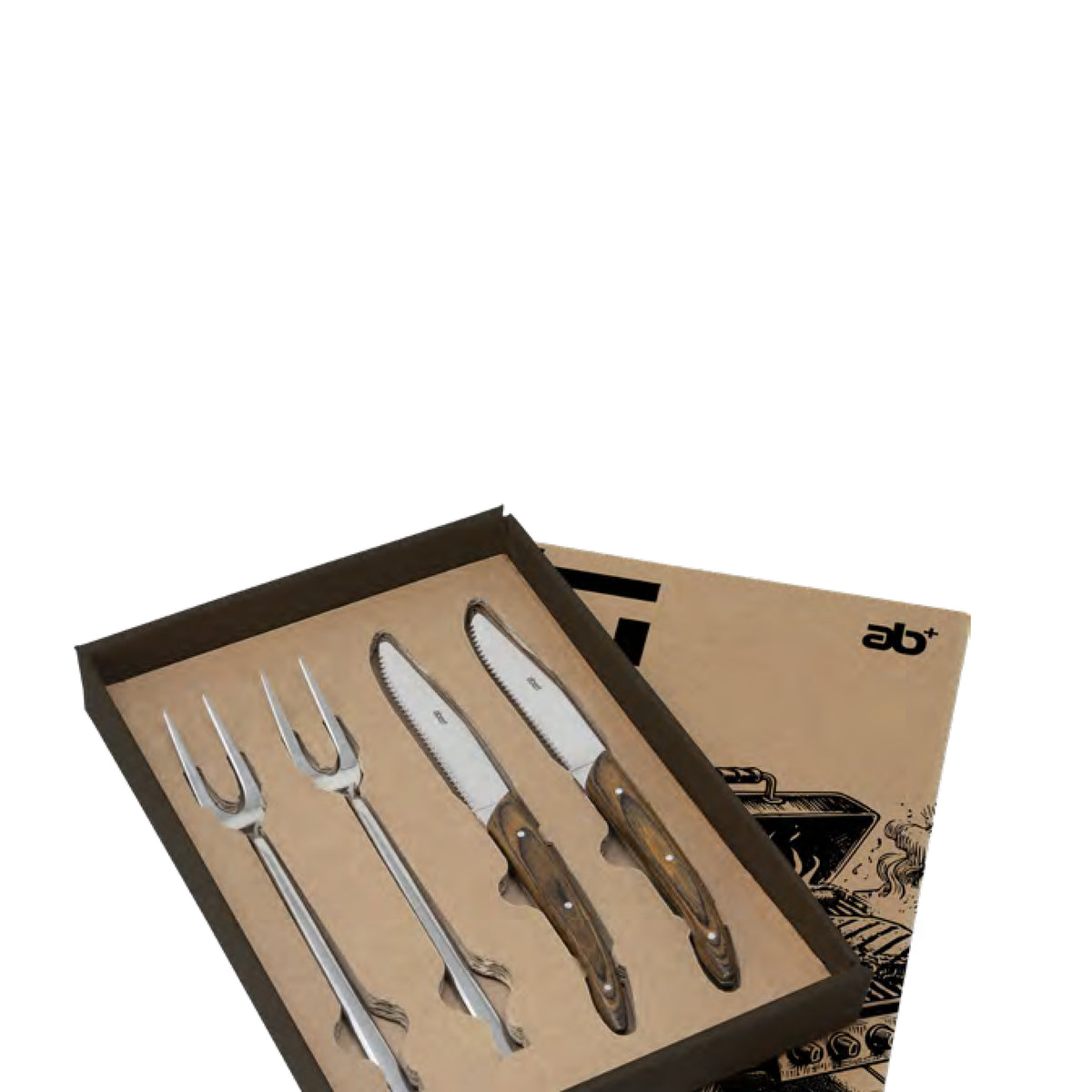 Set Coppia Carne Ab+ Inox - Coltello Manico Legno Abert