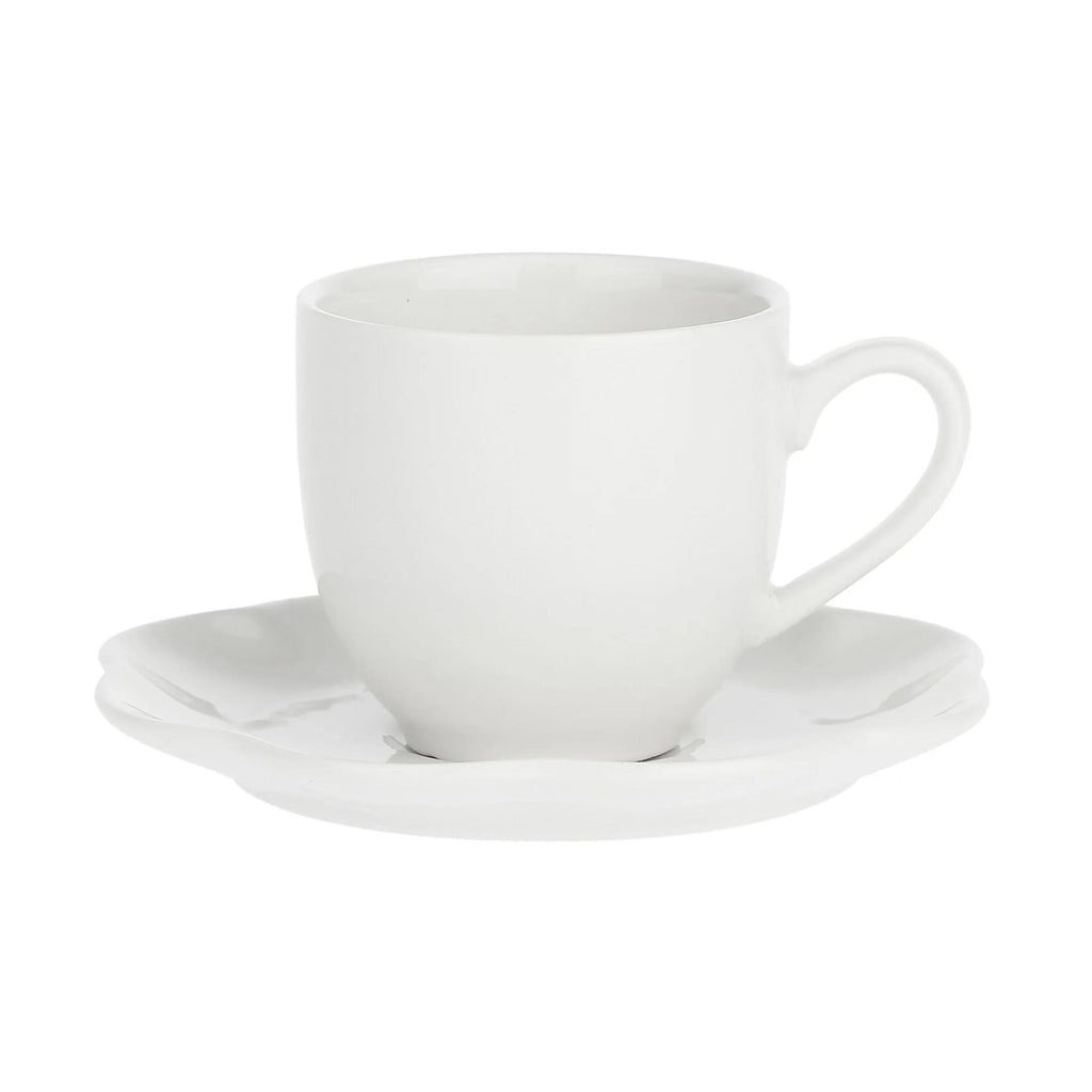 Set da 6, Tazza Caffe` con piattino, Villadeifiori La Porcellana Bianca