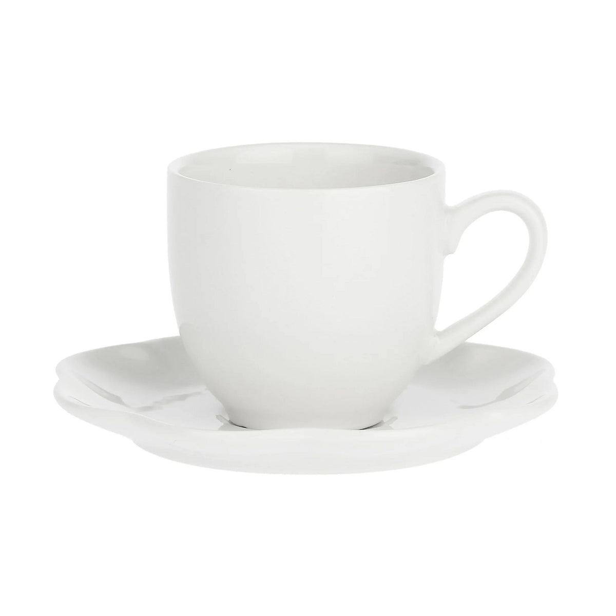 Set da 6, Tazza Caffe` con piattino, Villadeifiori La Porcellana Bianca