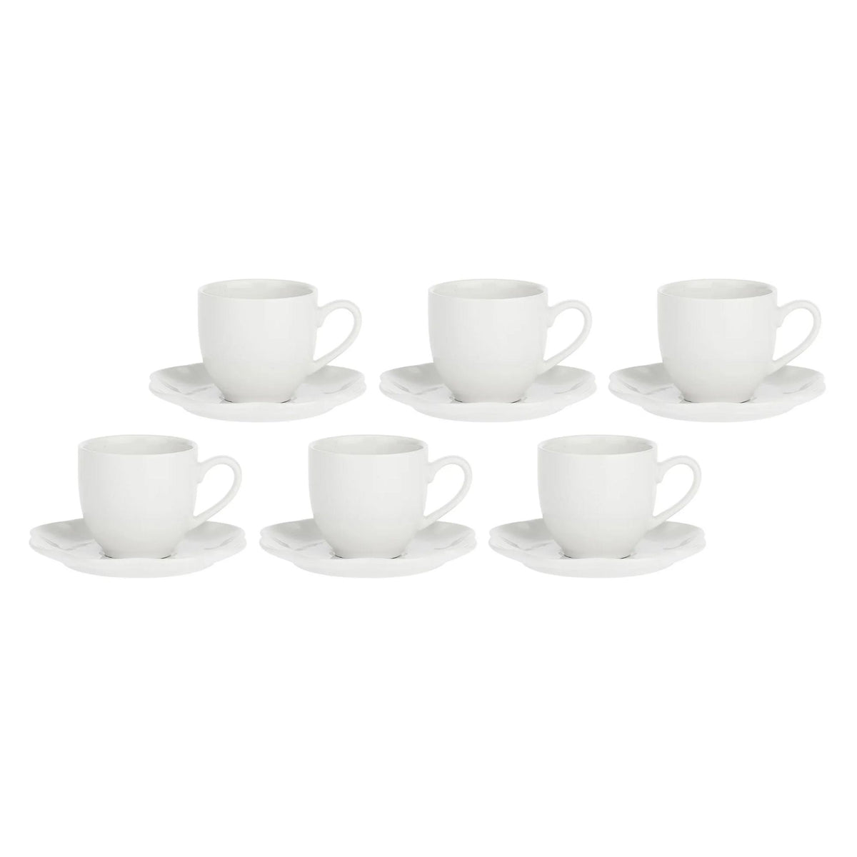 Set da 6, Tazza Caffe` con piattino, Villadeifiori La Porcellana Bianca