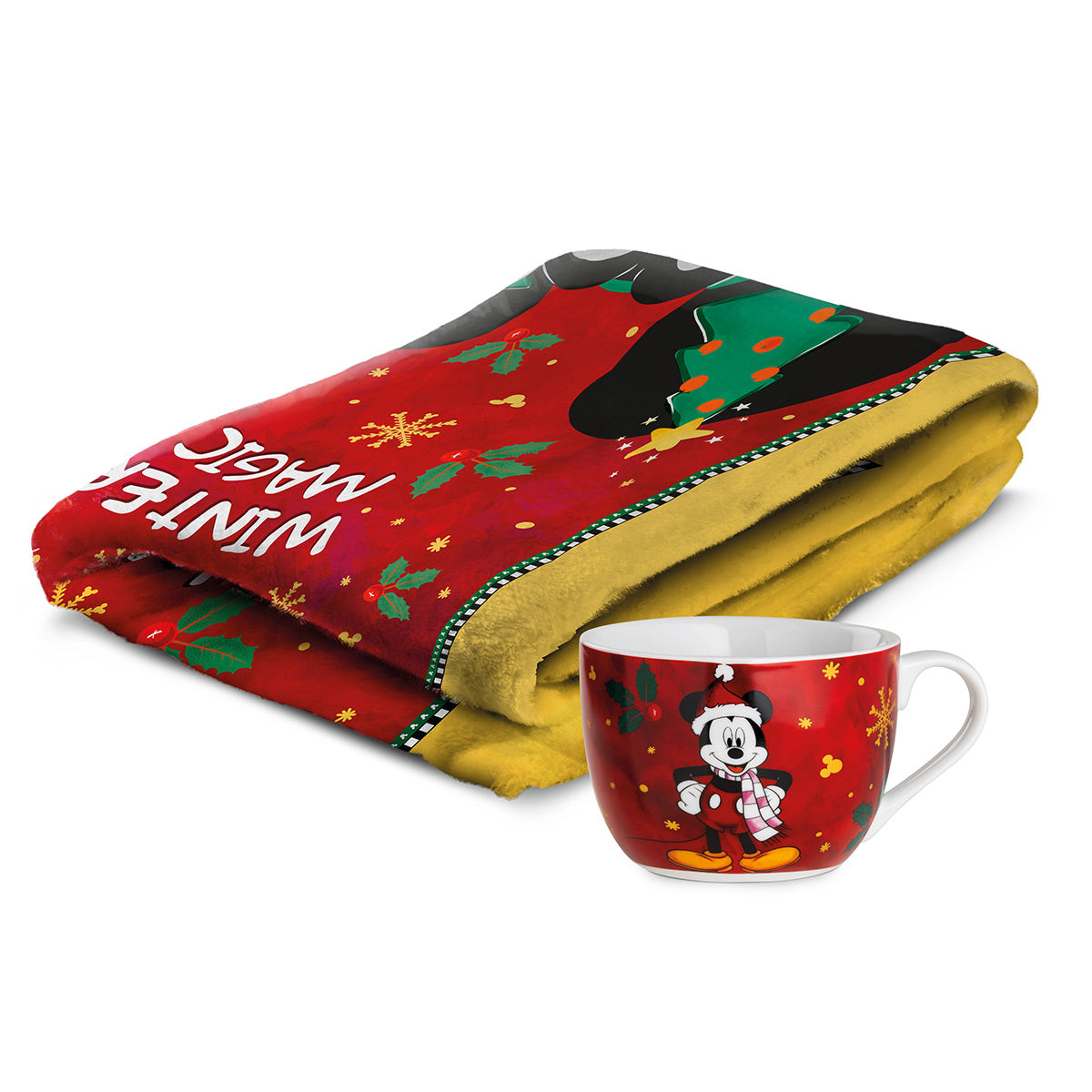 Set Plaid+Tazza Colazione Winter Magic Mickey Mouse Ml 520 Egan