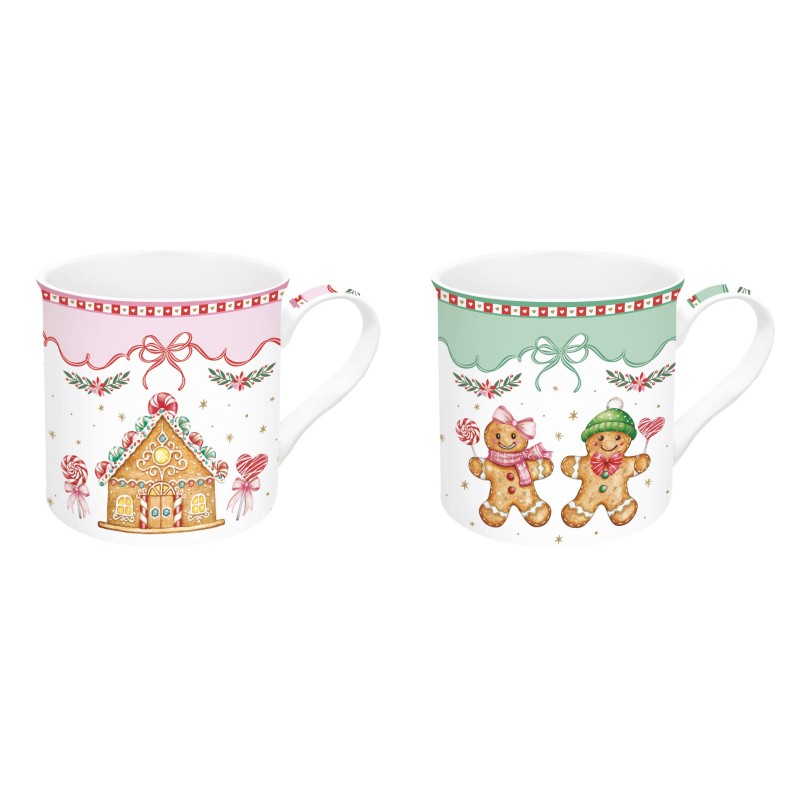 Set 2 Mug In Gift Box Sweet Christmas Easy Life