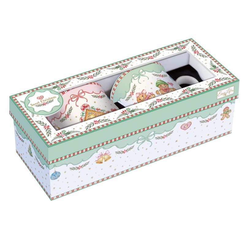 Set 2 Mug In Gift Box Sweet Christmas Easy Life