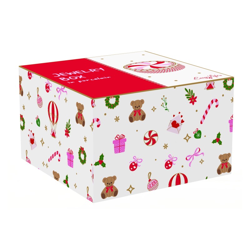 Portagioie Tonda Con Coperchio In Color Box Christmas Twist Easy Life