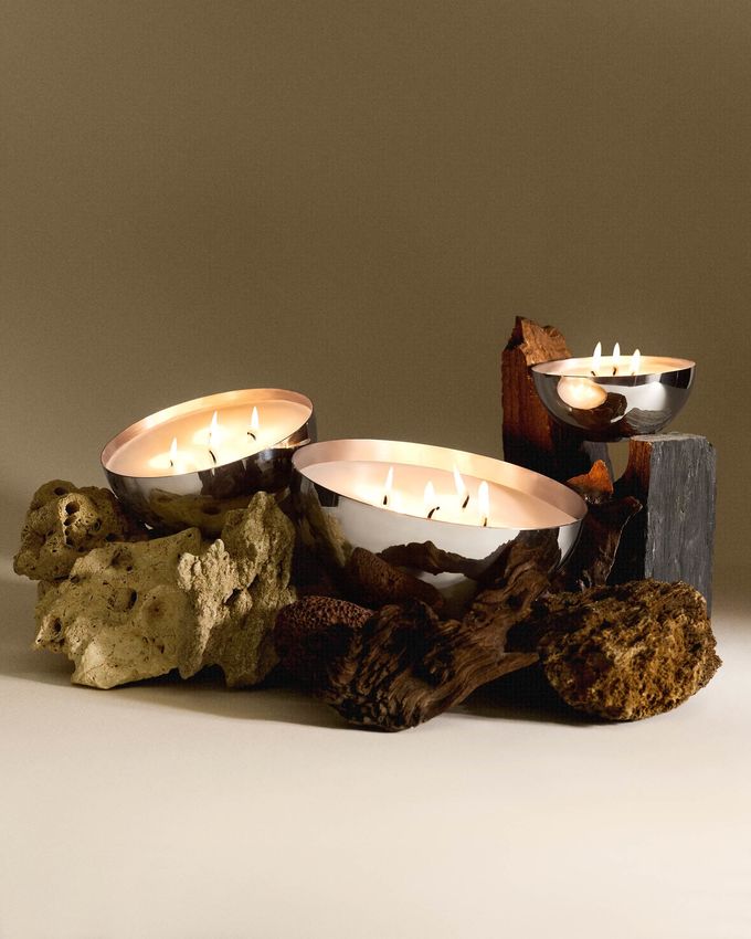 Ciotola Portacandela Rocc con Candela Marble Large Alessi