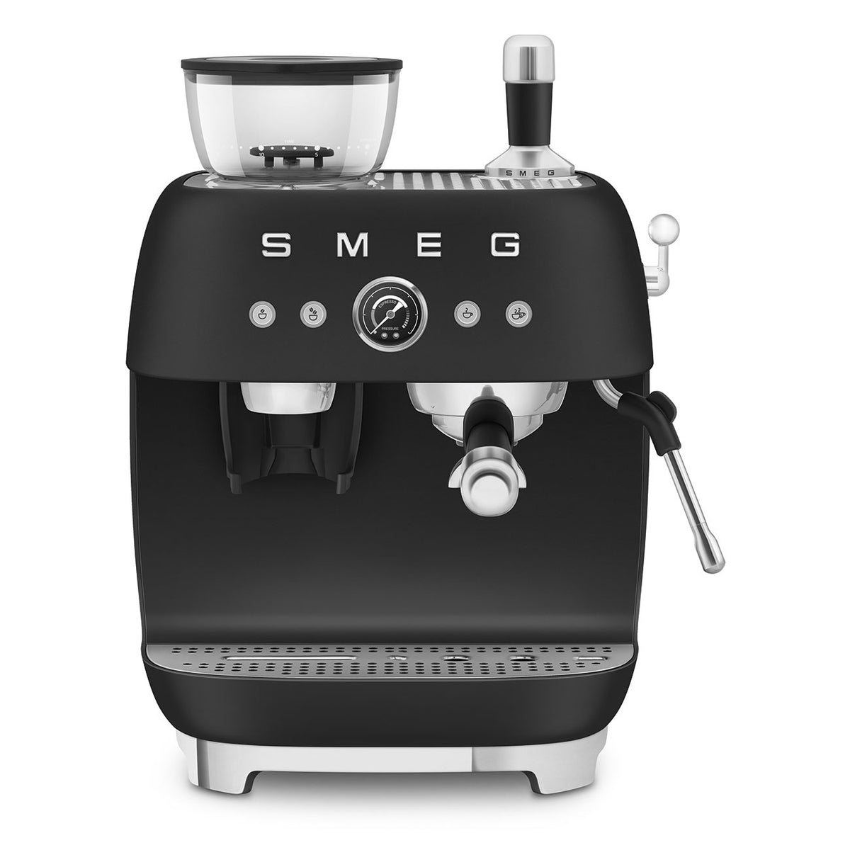 Macchina per caffè espresso manuale con macinacaffè, Nero Opaco Plug EU Smeg