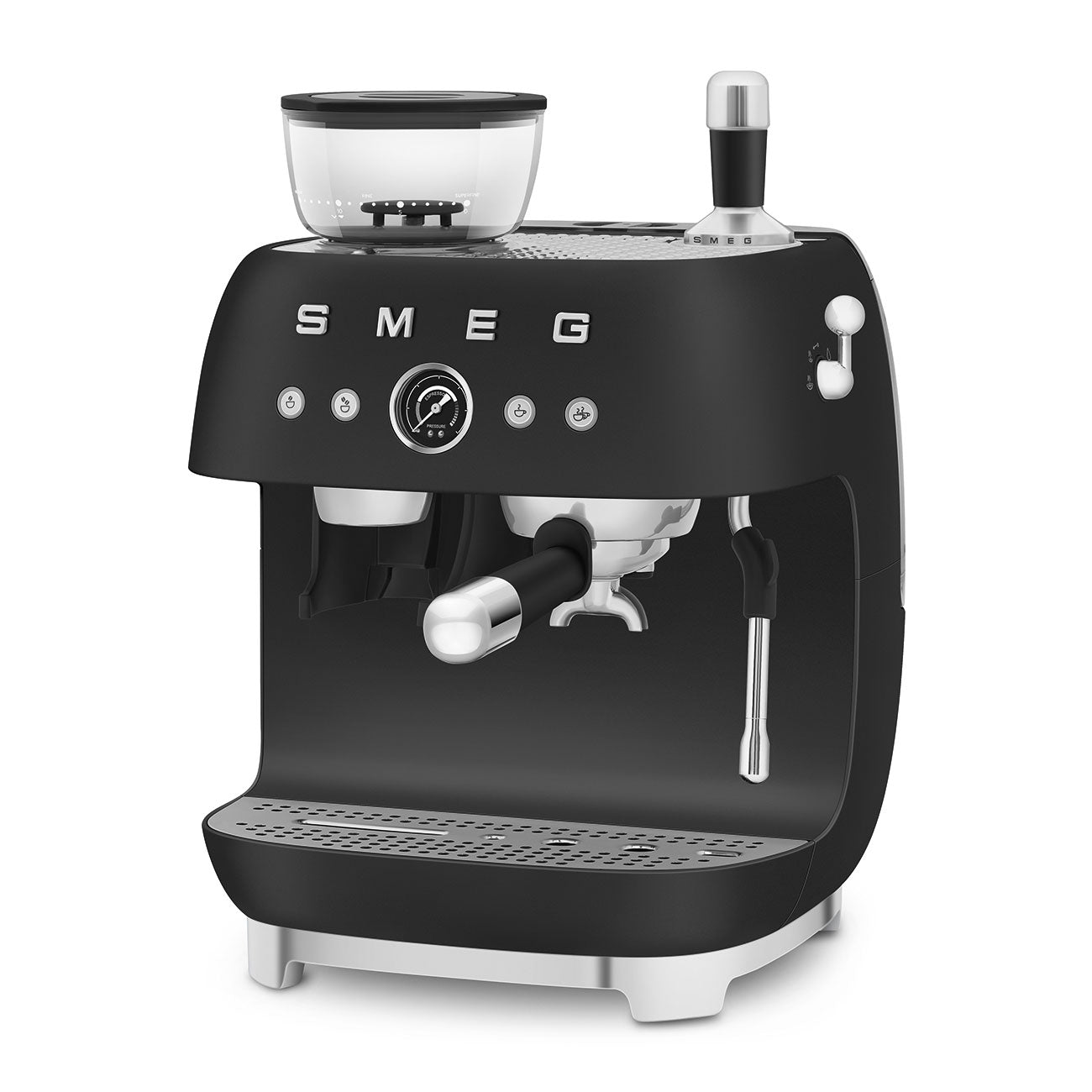 Macchina per caffè espresso manuale con macinacaffè, Nero Opaco Plug EU Smeg