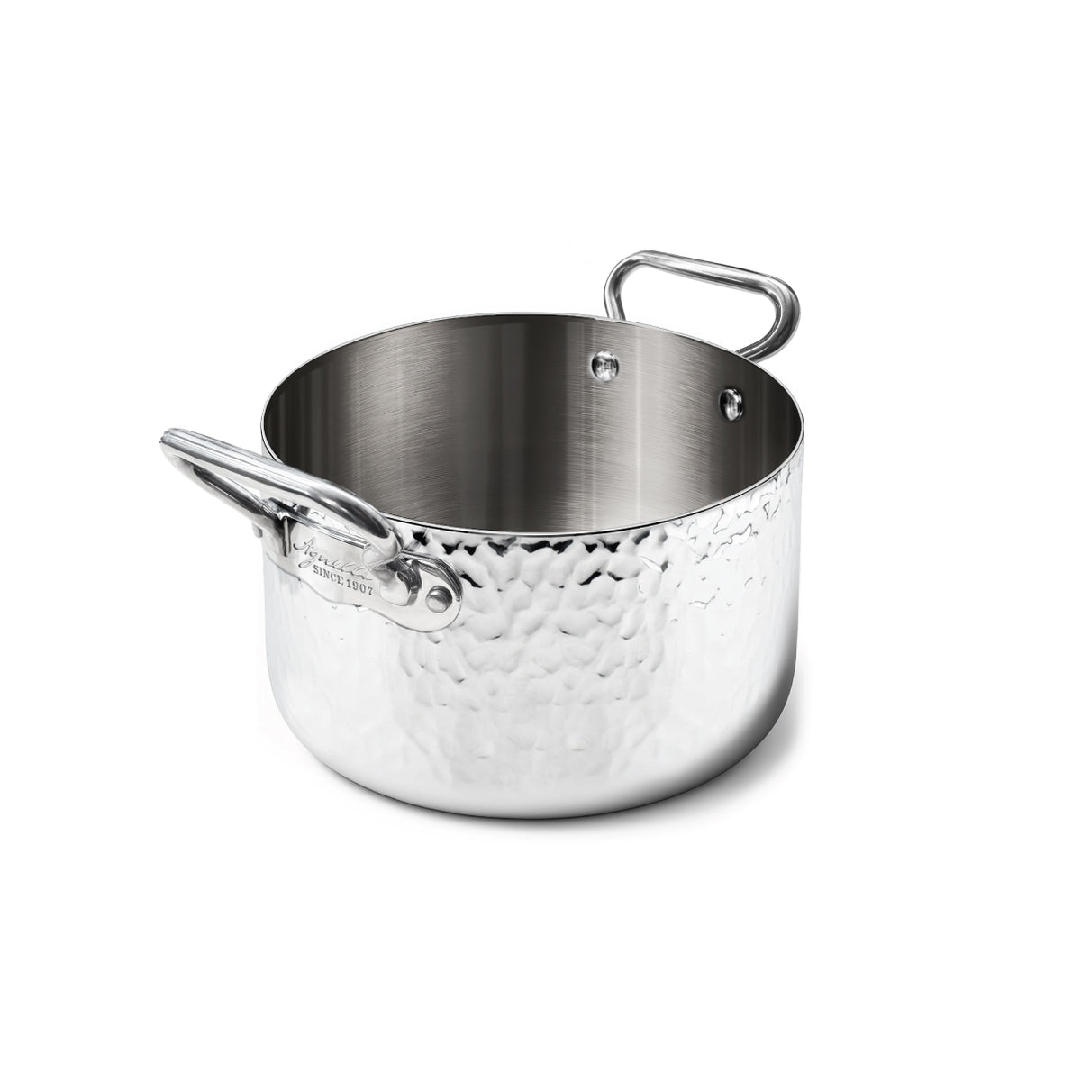 Casseruola Alta Aluinox Martellato 3Ply 2/Manici 1907 Cm 24 Pentole Agnelli
