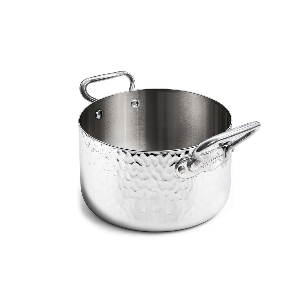 Casseruola Alta Aluinox Martellato 3Ply 2/Manici 1907 Cm 24 Pentole Agnelli