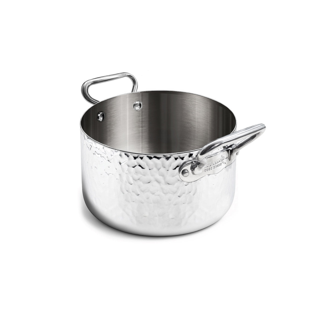 Casseruola Alta Aluinox Martellato 3Ply 2/Manici 1907 Cm 24 Pentole Agnelli