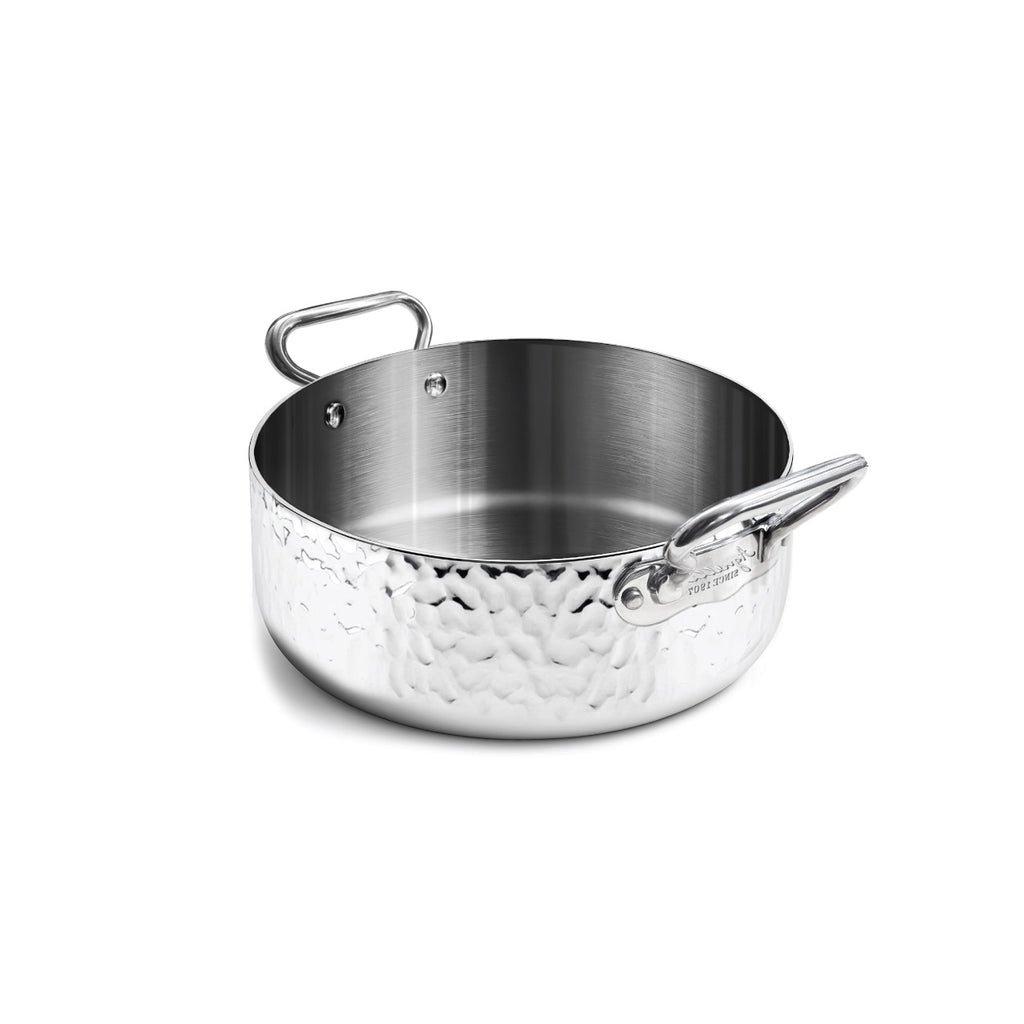 Casseruola Bassa Aluinox Martellato 3Ply 2/Manici 1907 Cm 28 Pentole Agnelli