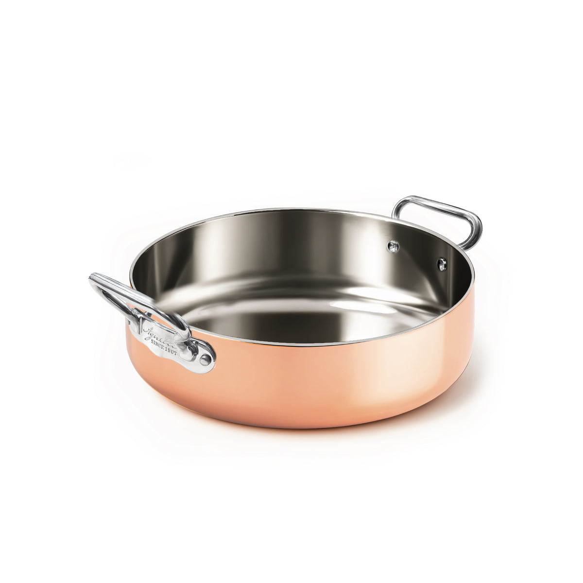 Rondeau in copper4 – 2 maniglie inox Cm 28 Pentole Agnelli