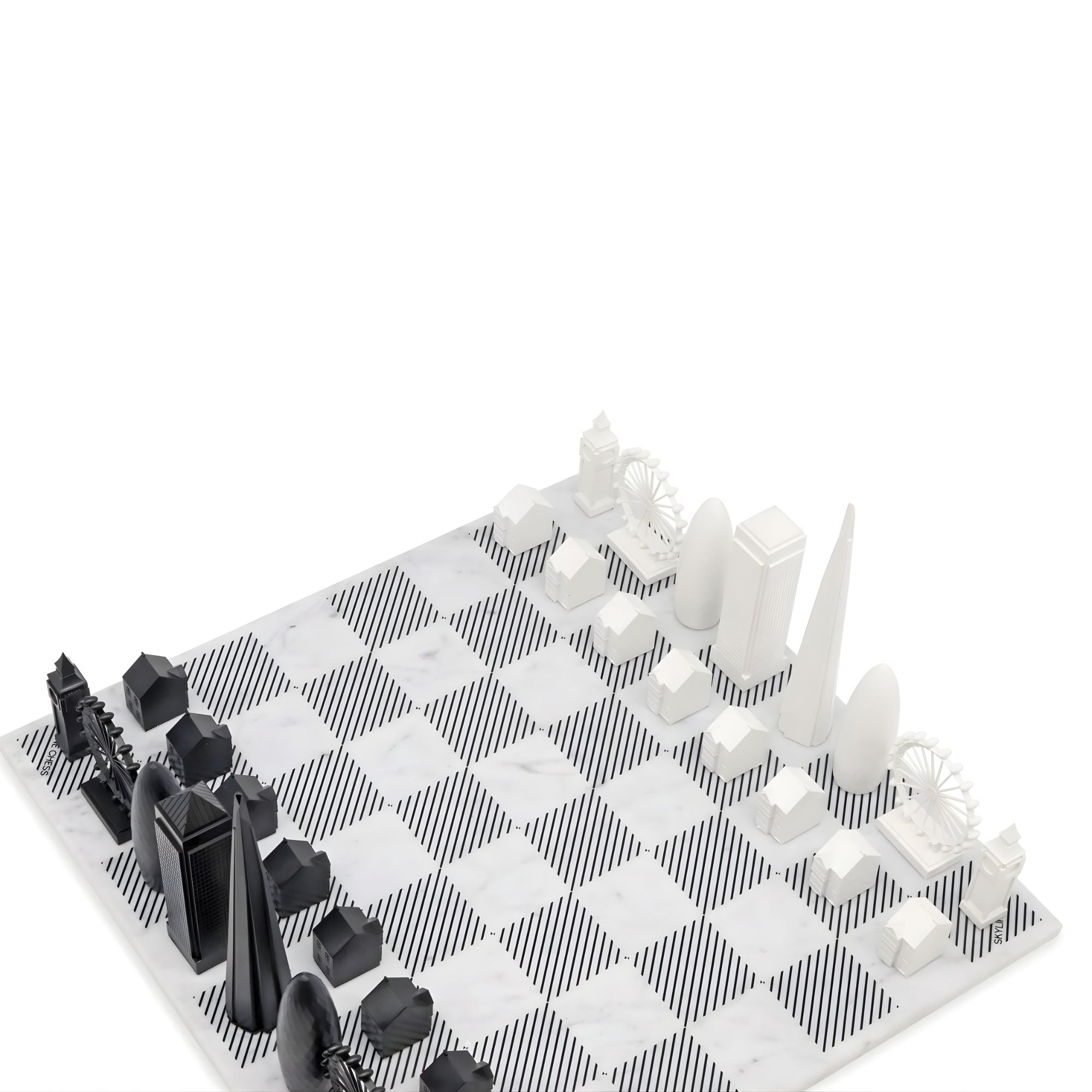 Scacchiera  London Edition (with Marble Hatch Board) Skyline Chess