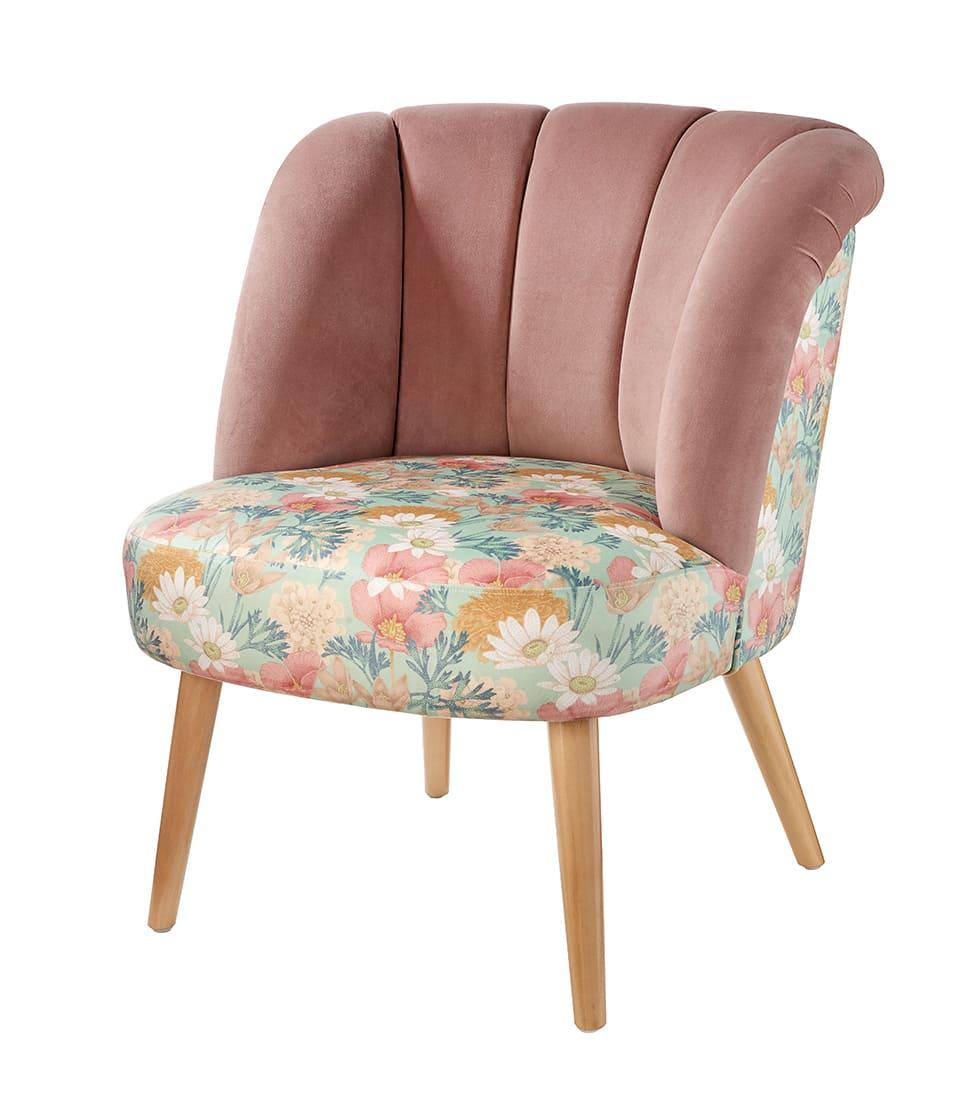 Poltroncina floreale rosa in legno L'oca Nera