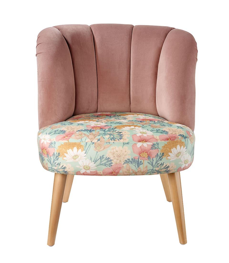 Poltroncina floreale rosa in legno L'oca Nera