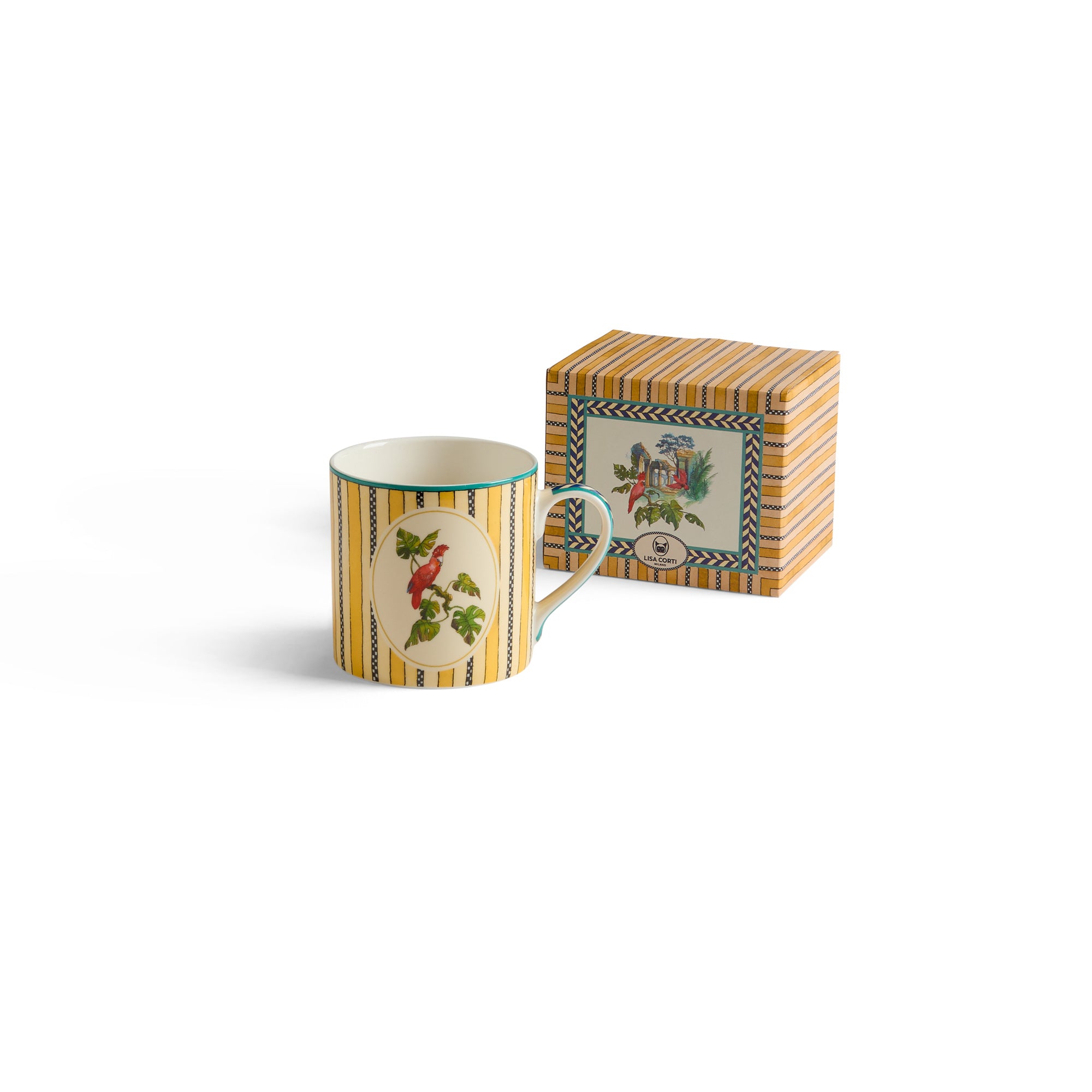 Tazza In Porcellana Jungle Parrot Yellow Unica Lisa Corti