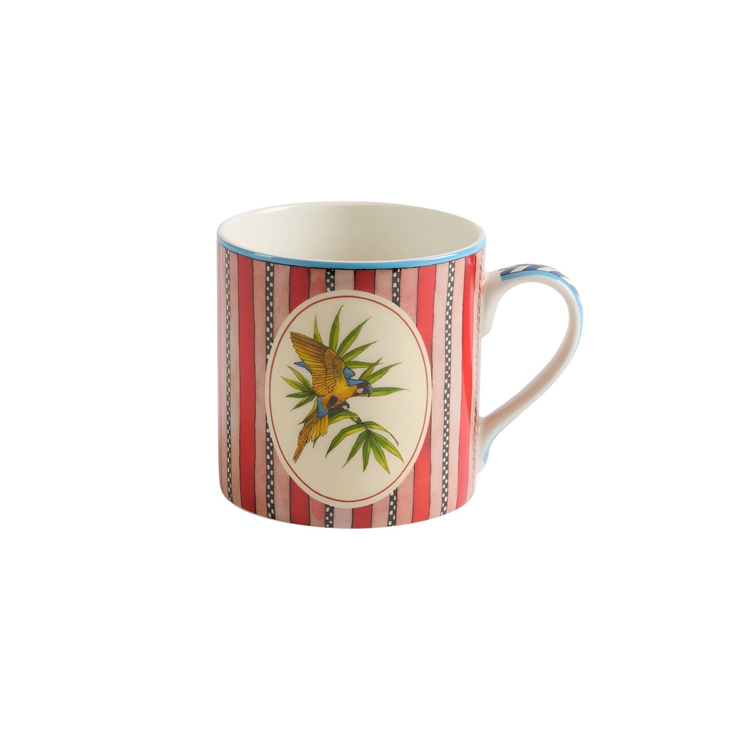 Mug Porcelain Jungle Parrot Red Lisa Corti