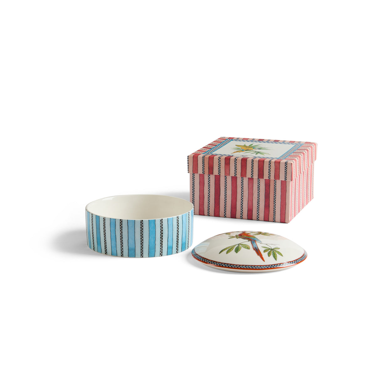 Jewelry Box 13X6,5 Porcelain Jungle Parrot Blue Lisa Corti