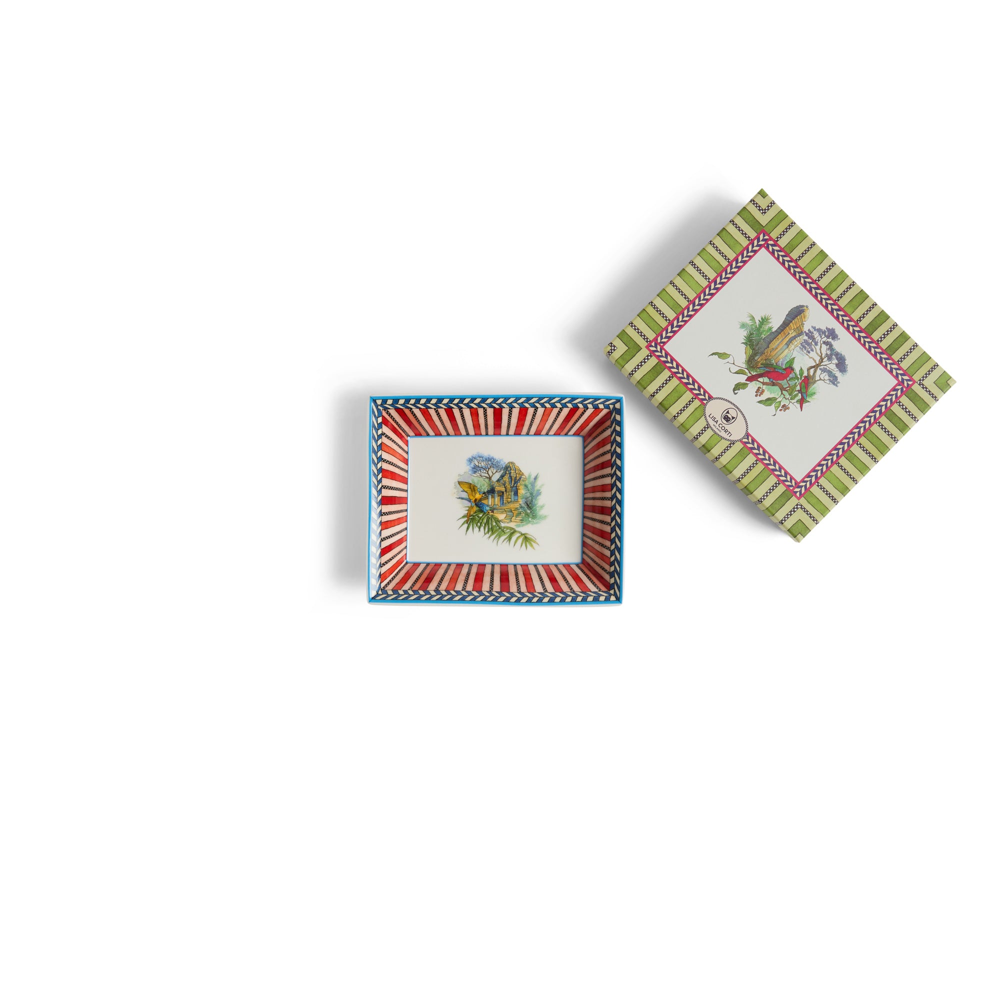 Vide Poche 19,5X15,5 Porcelain Jungle Parrot Red Lisa Corti