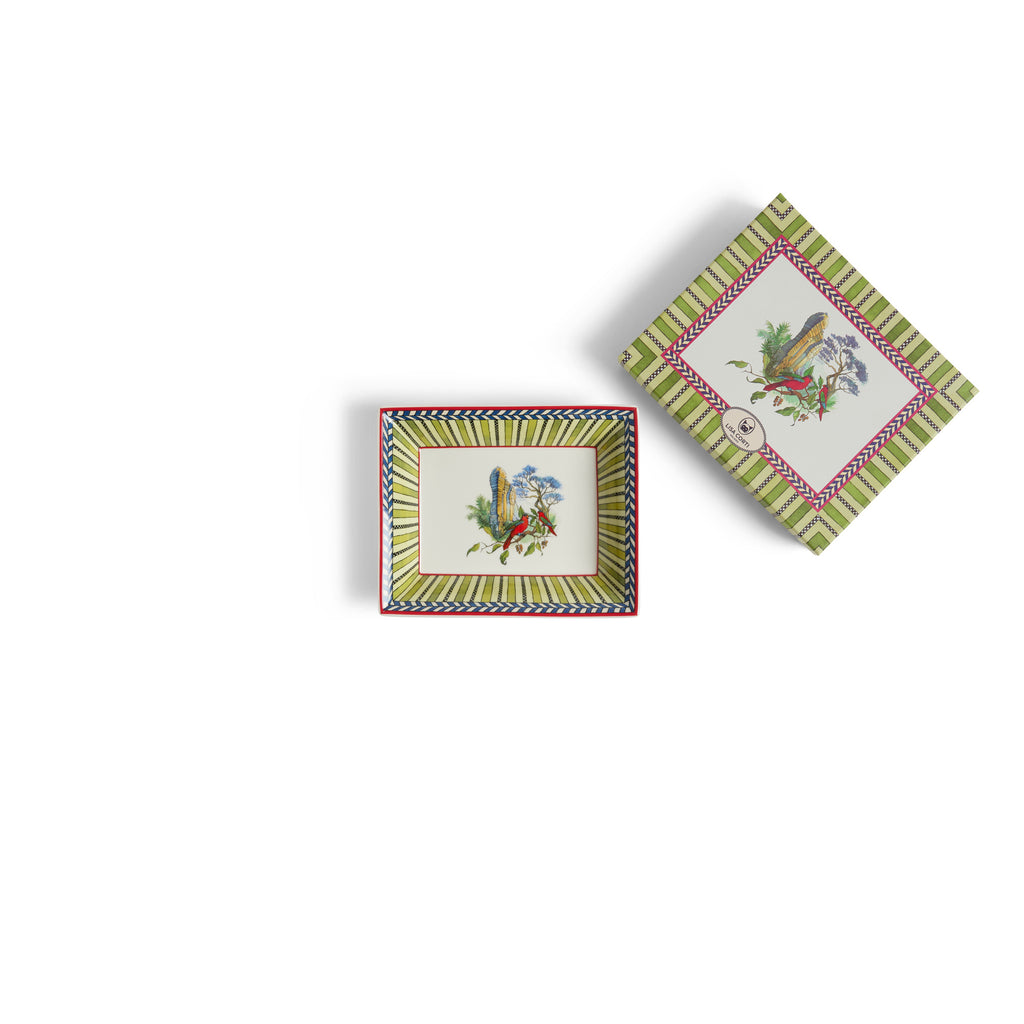 Vide Poche 19,5X15,5 Porcelain Jungle Parrot Green Lisa Corti