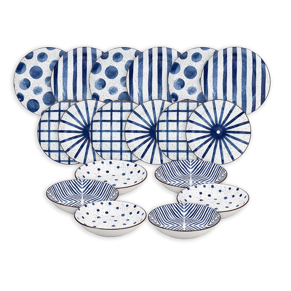 Set Piatti 18 pezzi Moon Blu Mirage Tognana