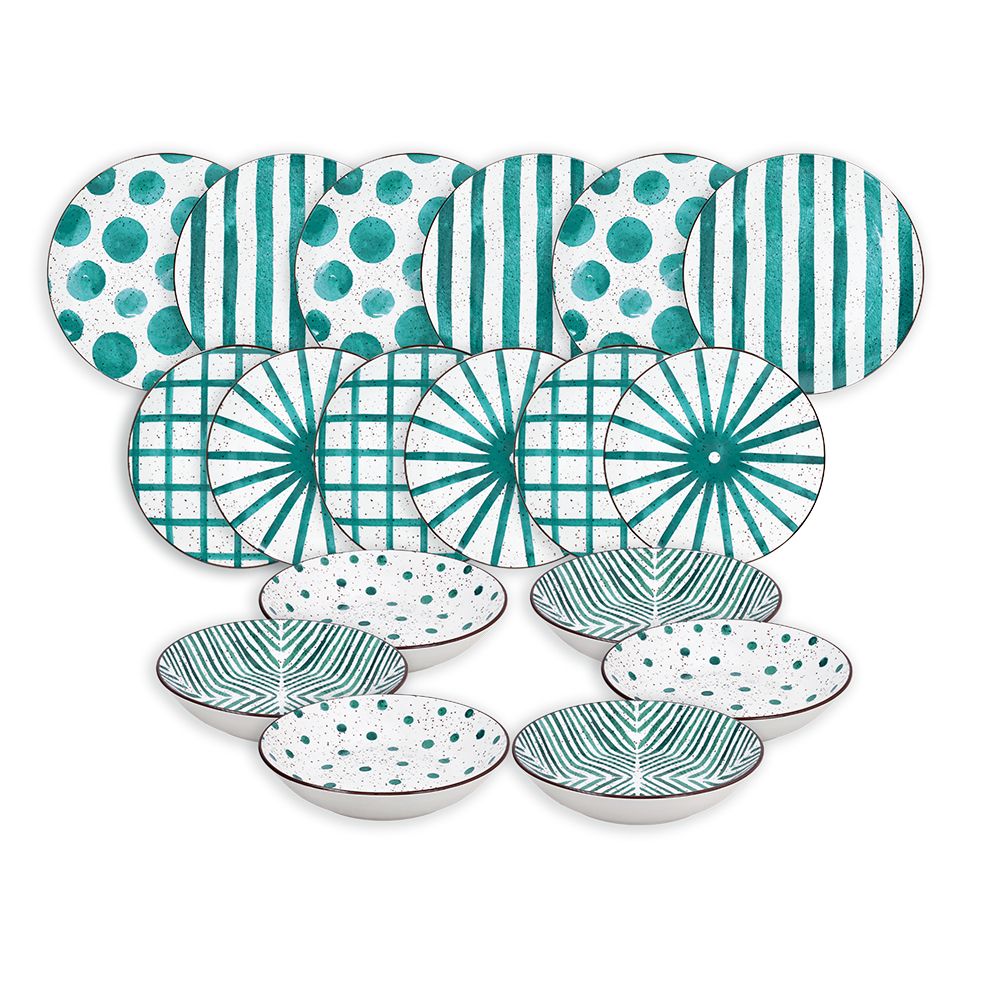 Servizio piatti 18 pezzi Teal Mirage Tognana