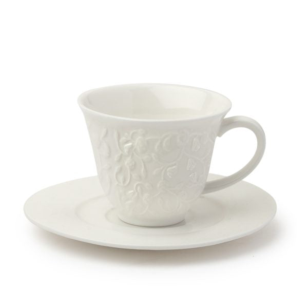 Set 6 Tazzine Da Caffè In Porcellana Con Roselline Hervit