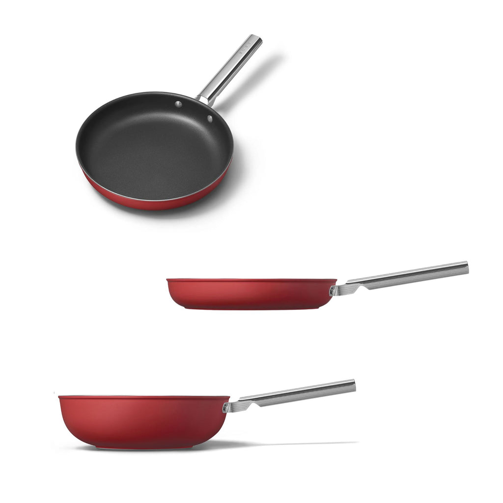 Set 2 padelle + 1 wok rossa Smeg