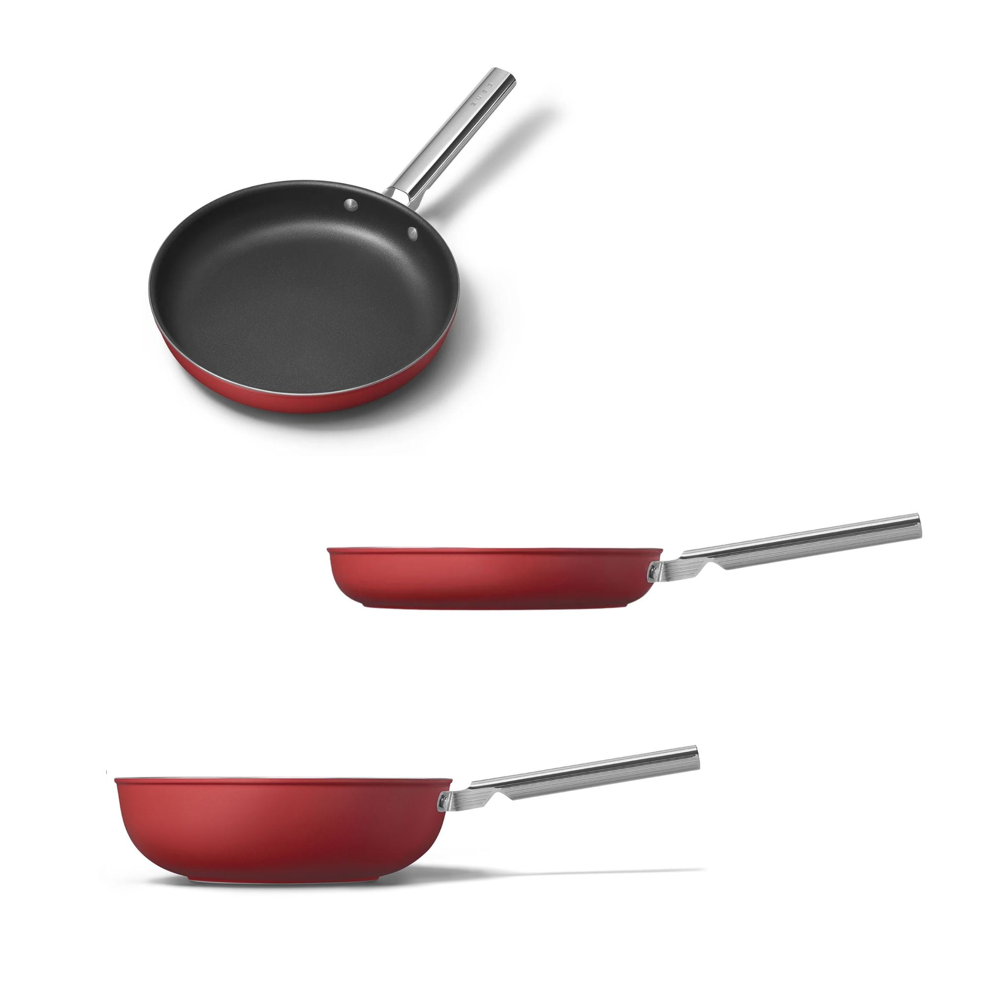 Set 2 padelle + 1 wok rossa Smeg