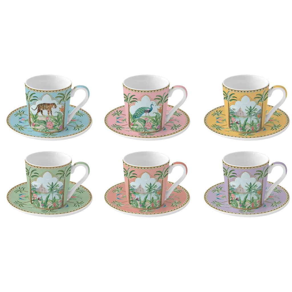 Set 6 Tazzine Espresso 100 Ml Con Piattini Paradise Sauvage Easy Life