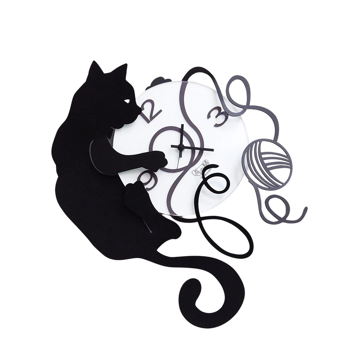 Orologio Gatto Gomitolo Nero Arti E Mestieri