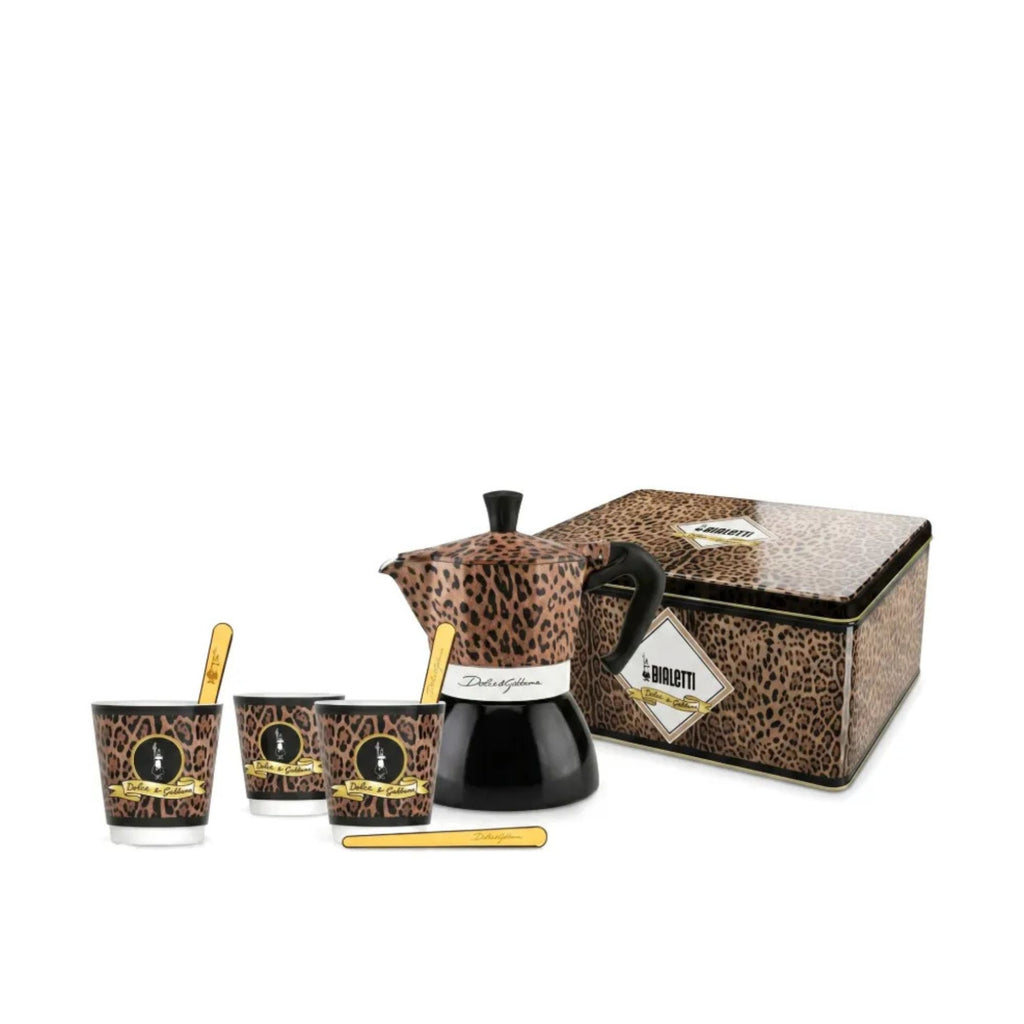 Set Moka 4Tz Induzione +Bicchierini E Palette D&G Leo Bialetti Exclusive