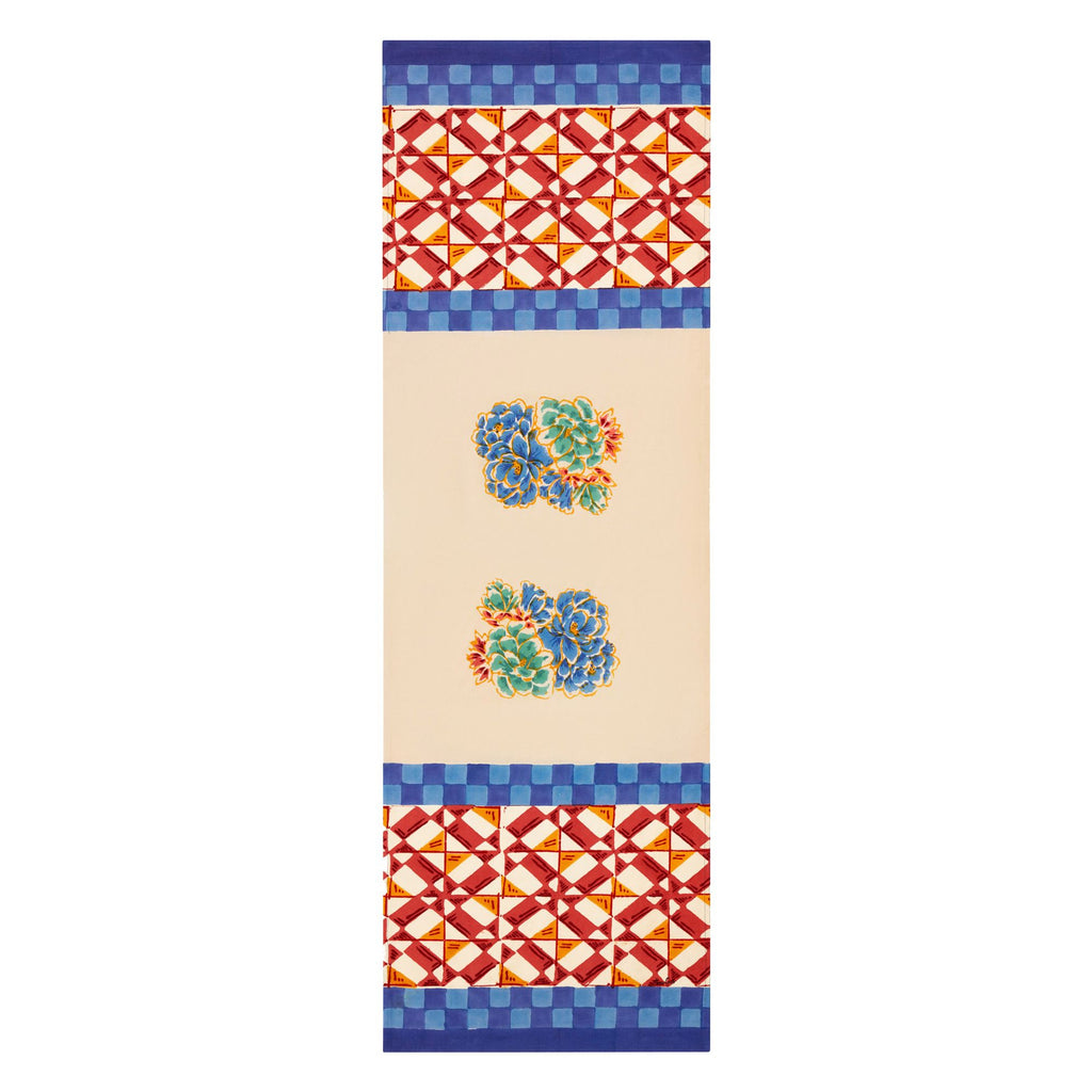 Cotton runner 50x150cm positano red tiles Lisa Corti