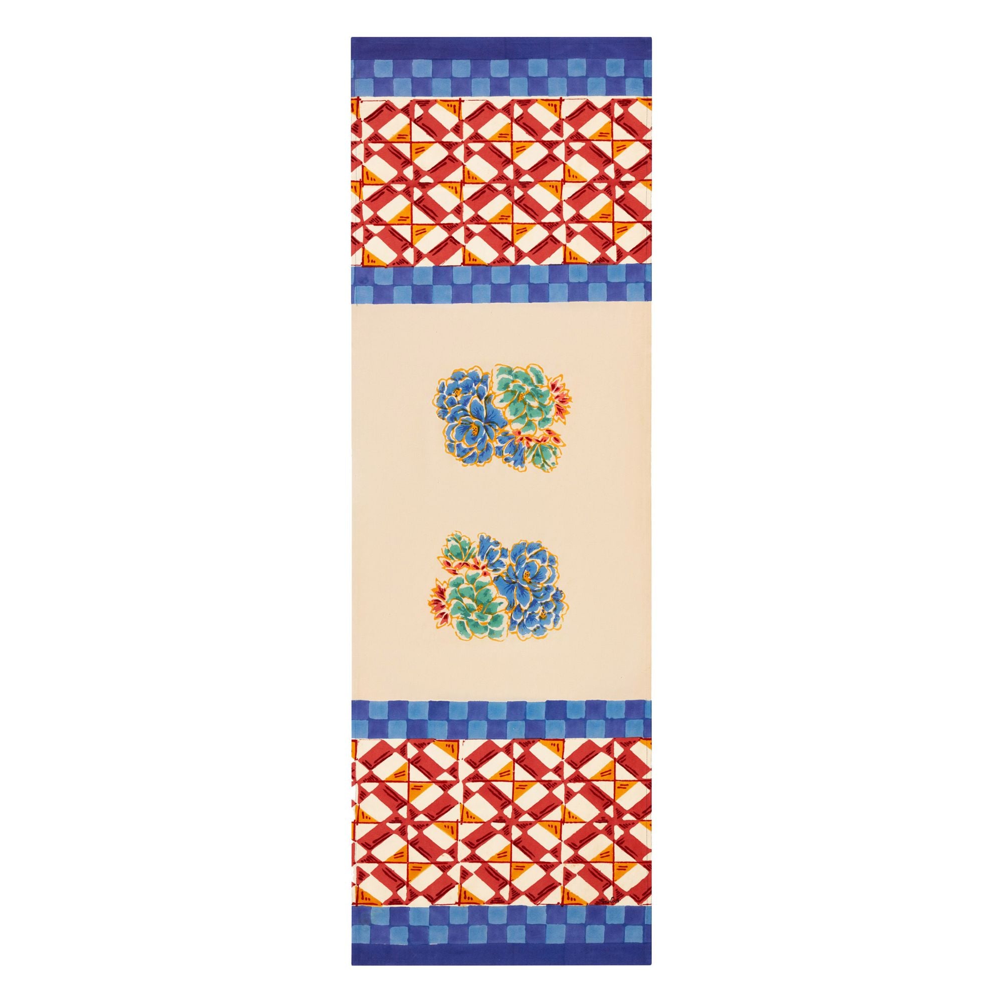 Cotton runner 50x150cm positano red tiles Lisa Corti
