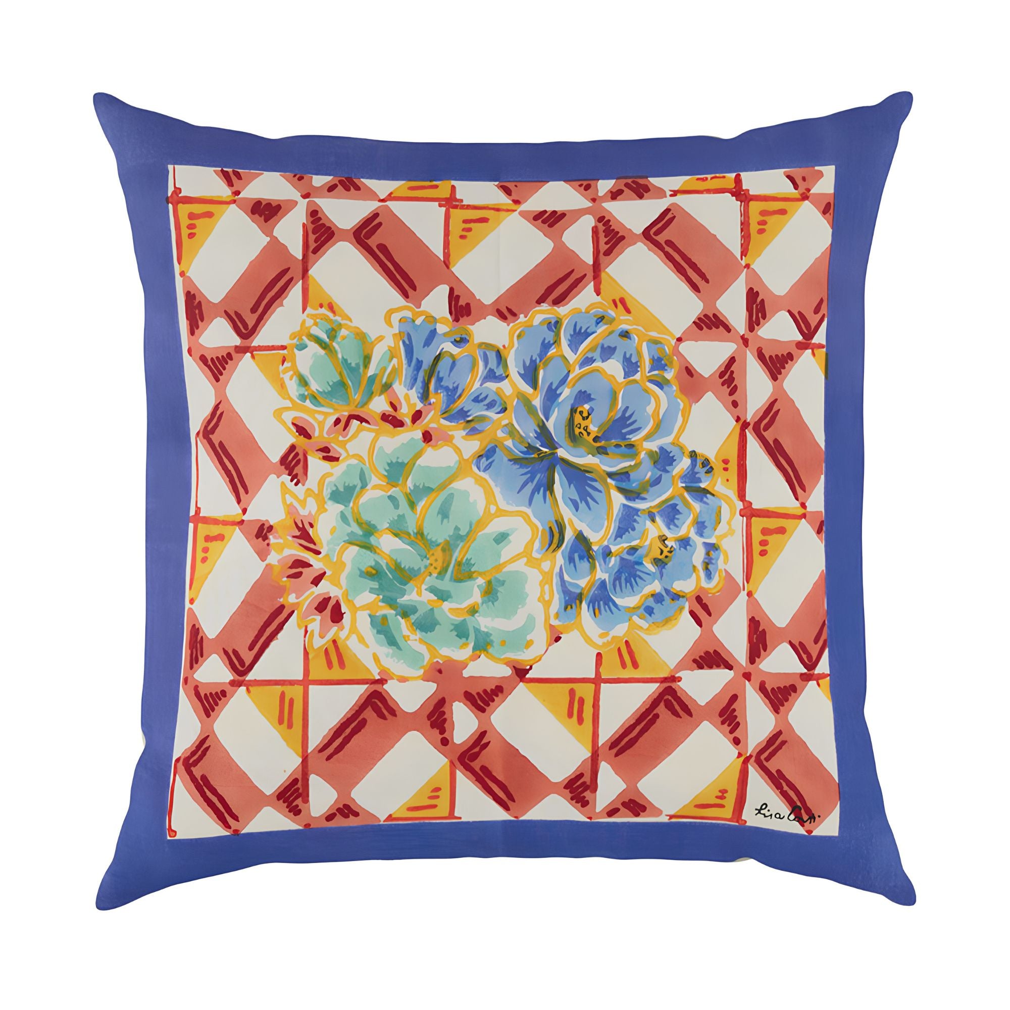 Cotton cushion cover 45x45cm positano red tiles Lisa Corti