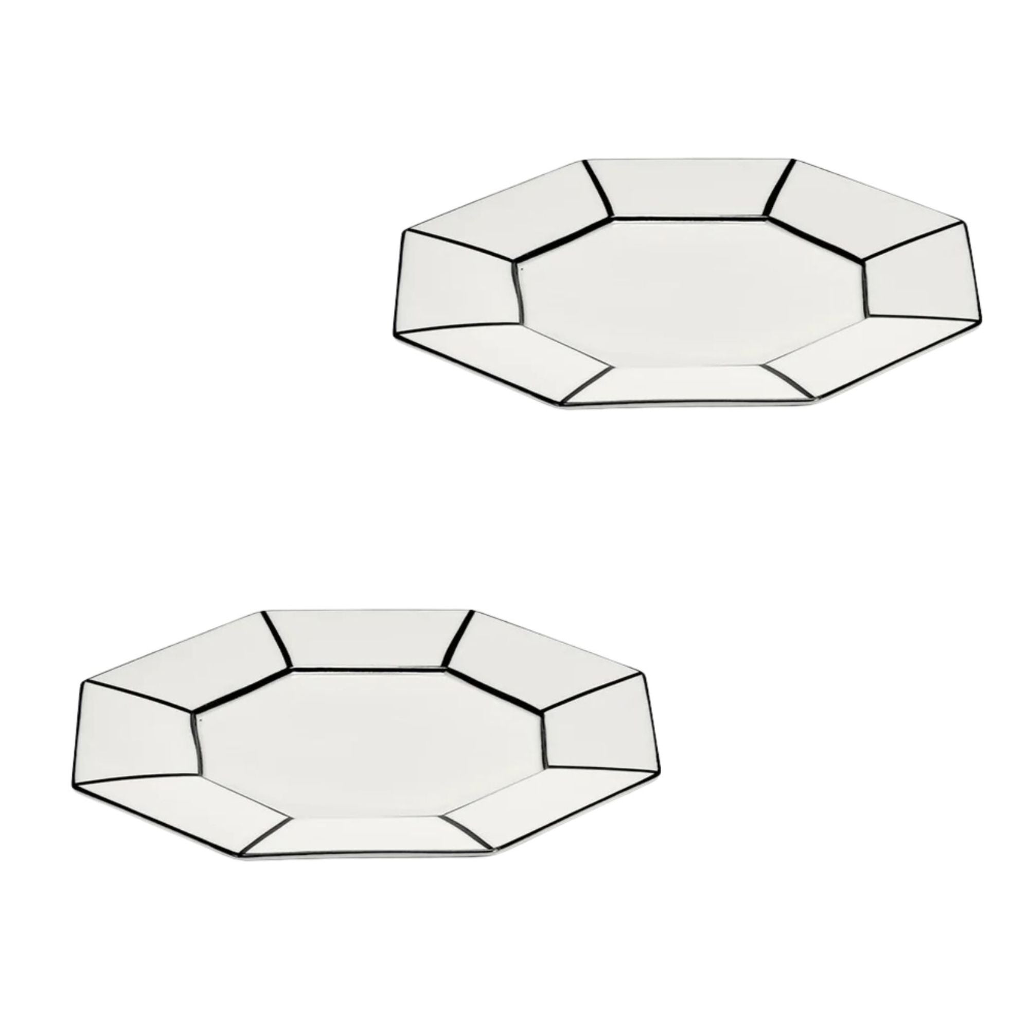 Set 2 Breakfast Plate White/black Serax