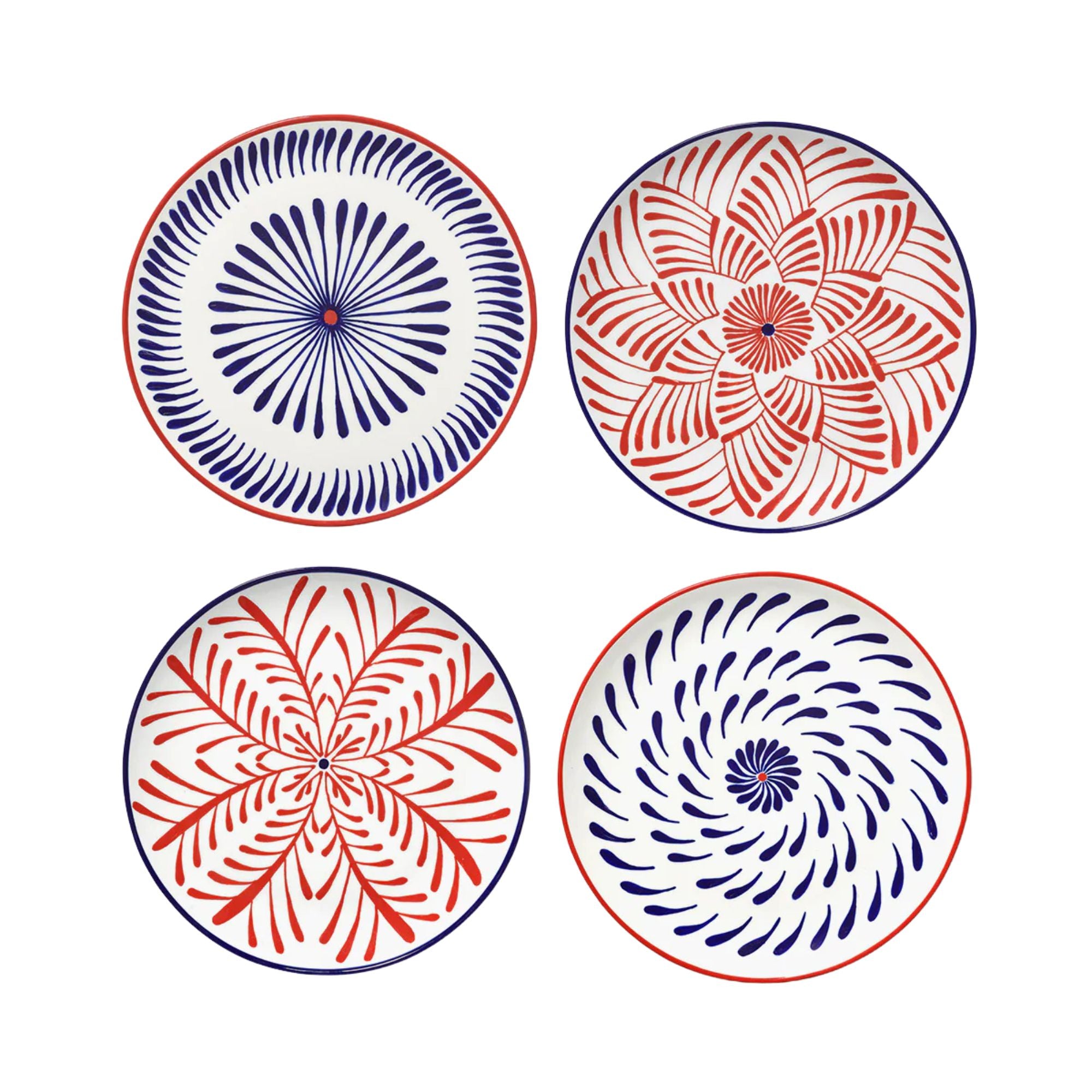 Set 4 Dinner Plate Red Blue Bazaar Serax