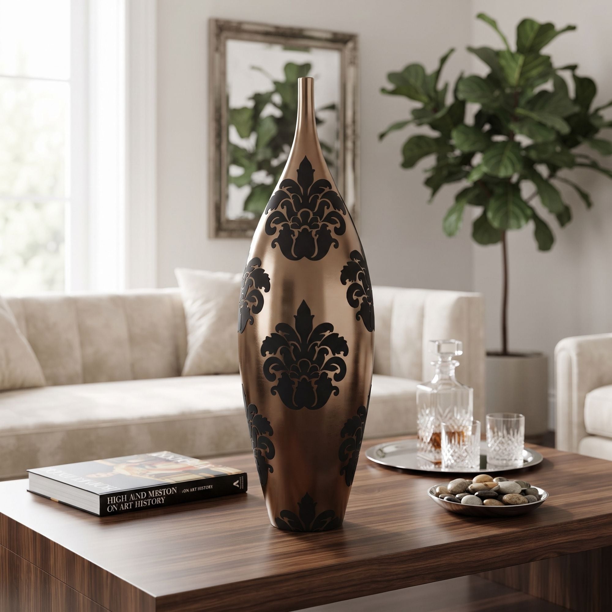 Vaso Decorativo in Ceramica – Collezione Damasco Bronzo Edg