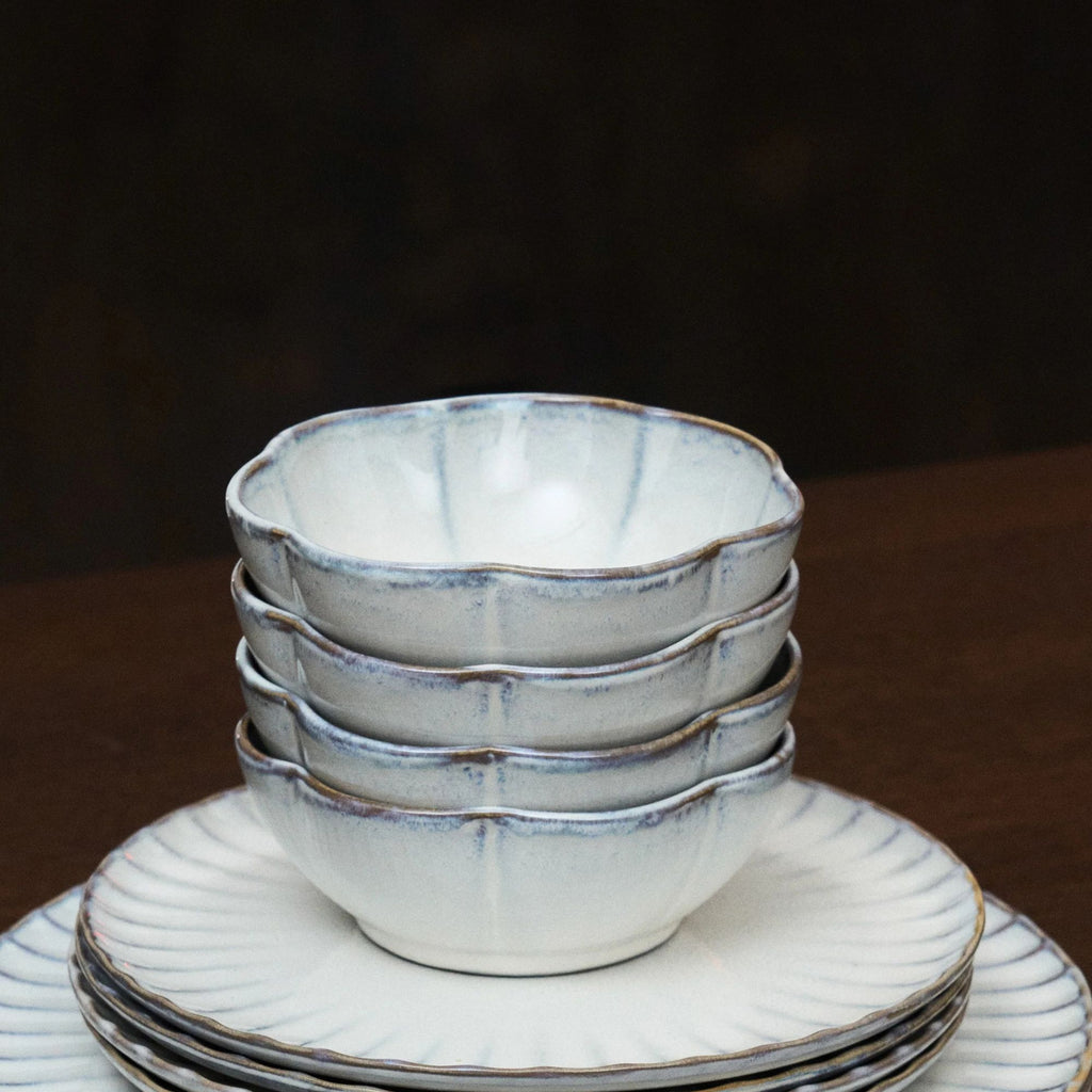 Set of 4 Bowl Ribbed White Inku Serax