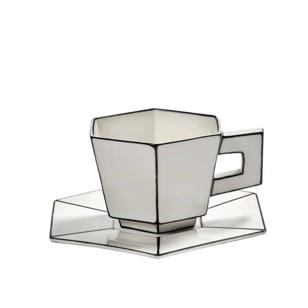 Set of 2 Cappuccino Cup + Saucer White/black Serax