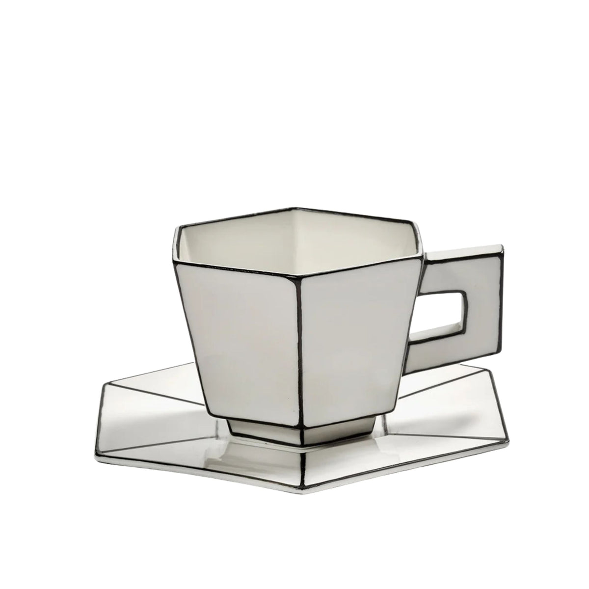 Set of 2 Cappuccino Cup + Saucer White/black Serax