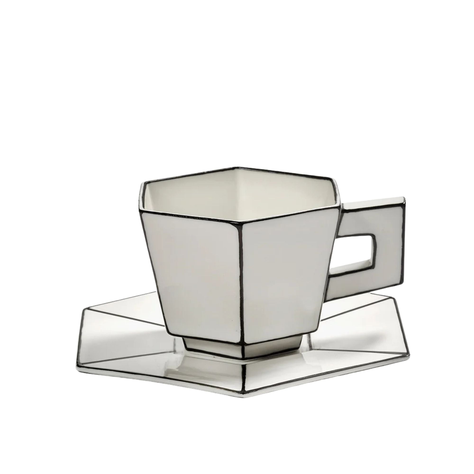 Set of 2 Cappuccino Cup + Saucer White/black Serax