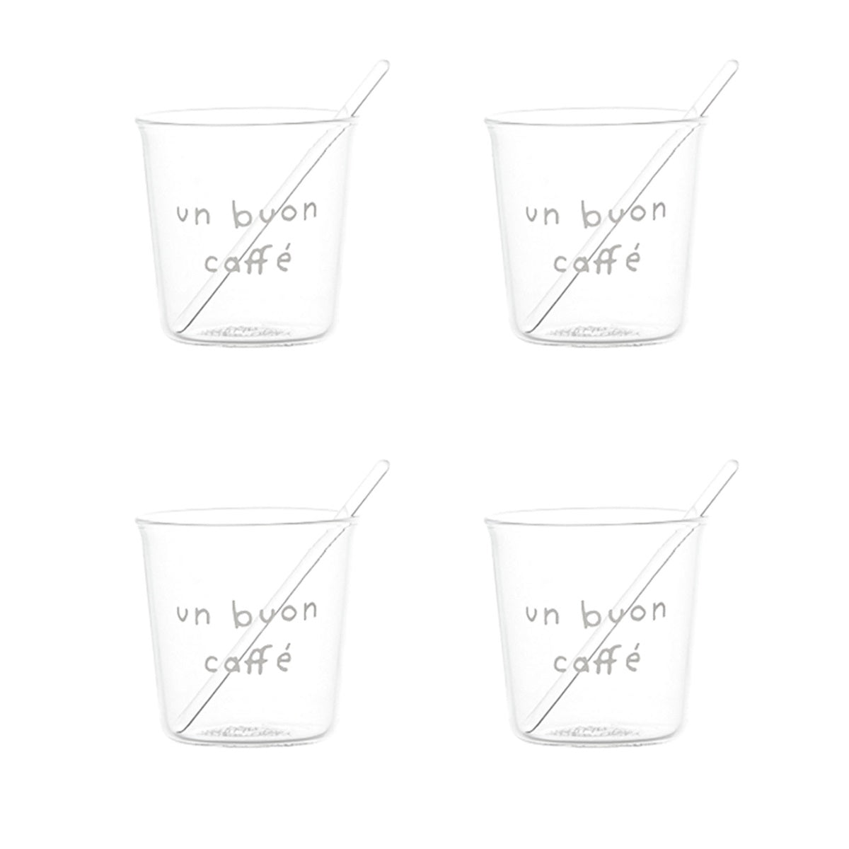 Set 4 Bicchieiri Espresso Buon Caffè Bianco Simple Day